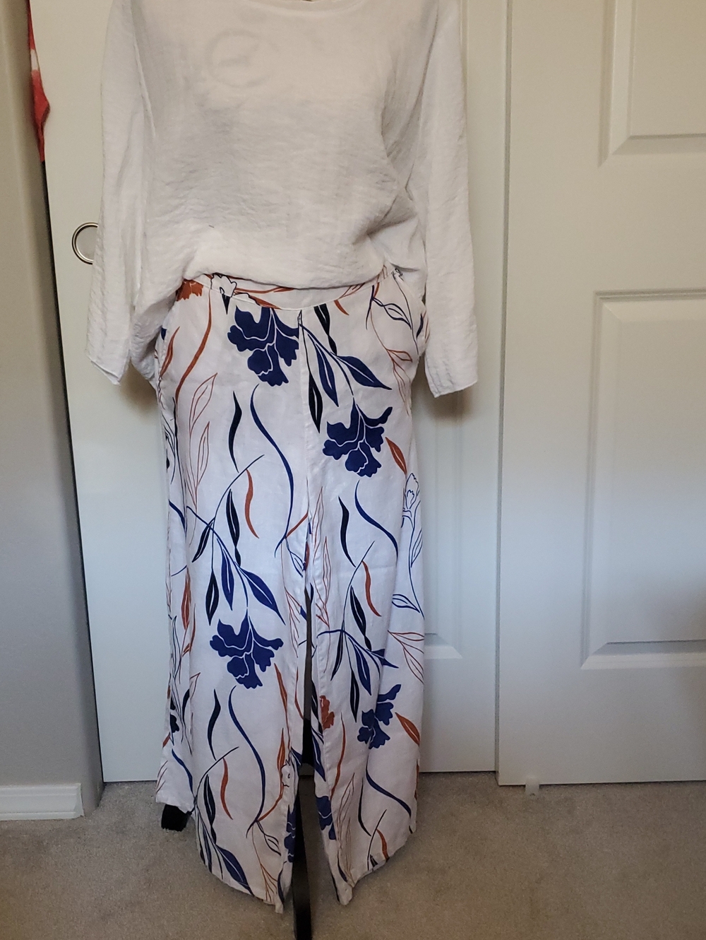 Rachel Floral Wide Leg Pants - Blue and Orange #452